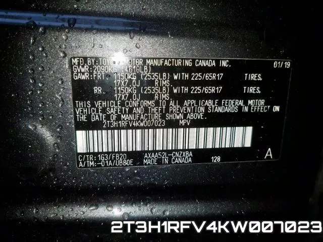2T3H1RFV4KW007023 фото 2