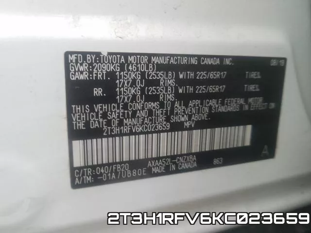 2T3H1RFV6KC023659 фото 2