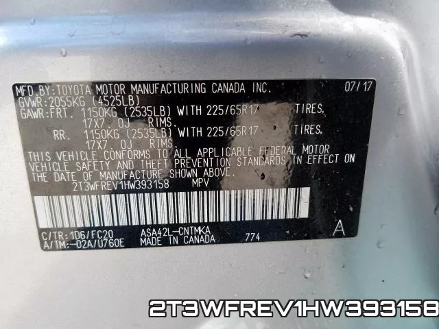 2T3WFREV1HW393158 фото 2