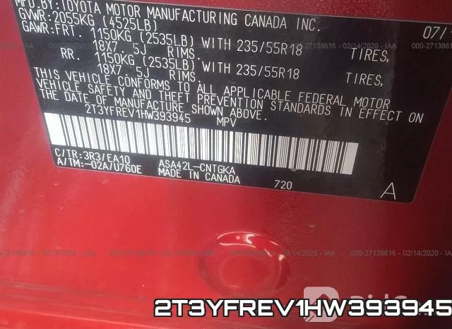 2T3YFREV1HW393945 фото 10