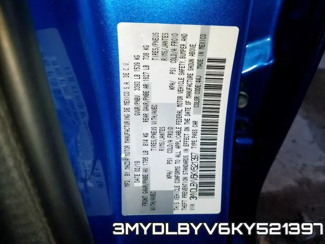 3MYDLBYV6KY521397 фото 2