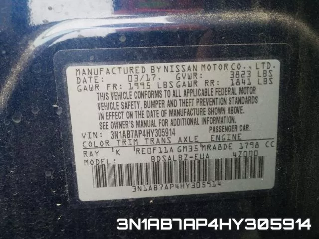 3N1AB7AP4HY305914 фото 2