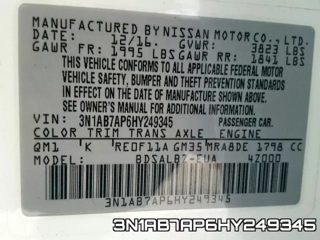 3N1AB7AP6HY249345 фото 2