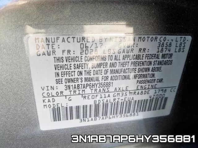 3N1AB7AP6HY356881 фото 2