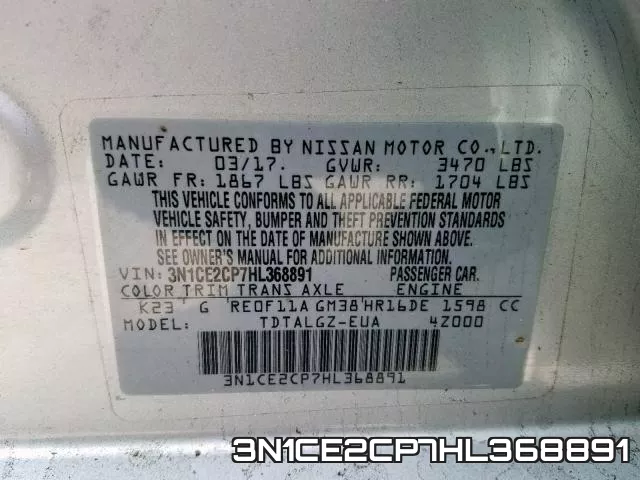 3N1CE2CP7HL368891 фото 2