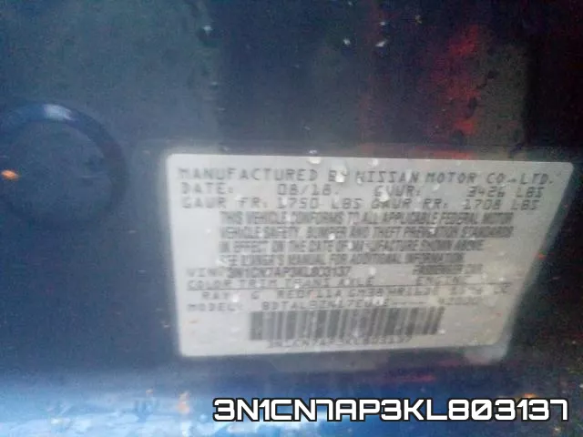 3N1CN7AP3KL803137 фото 2