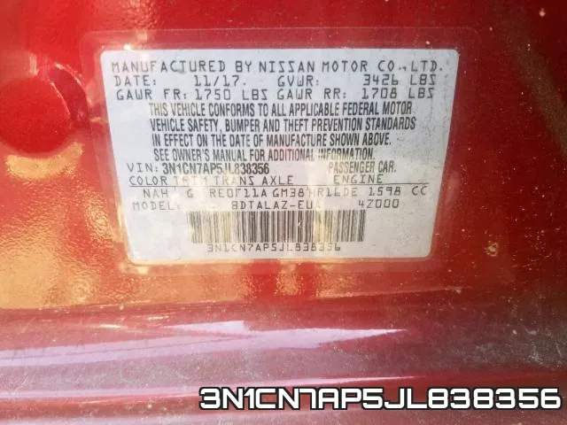 3N1CN7AP5JL838356 фото 2