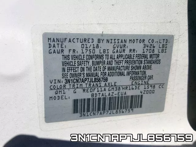 3N1CN7AP7JL856759 фото 2