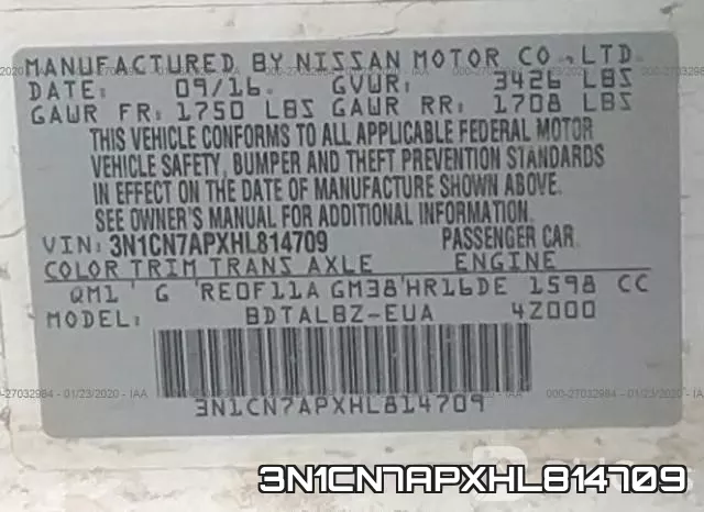 3N1CN7APXHL814709 фото 10