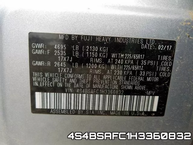 4S4BSAFC1H3360832 фото 2