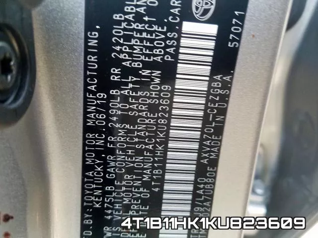 4T1B11HK1KU823609 фото 2