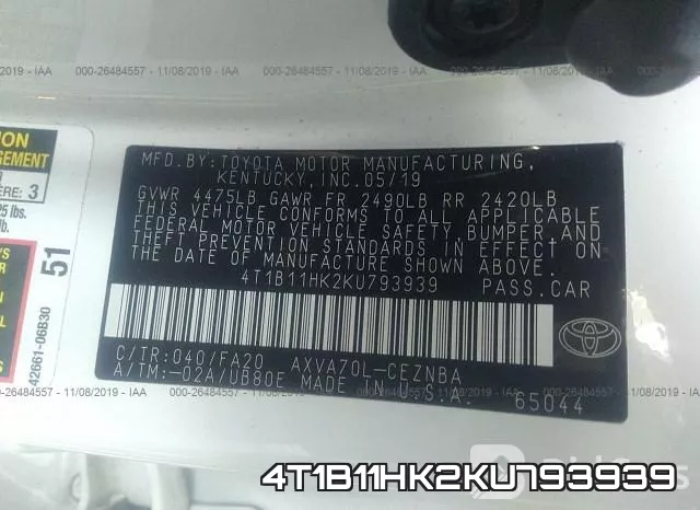 4T1B11HK2KU793939 фото 10