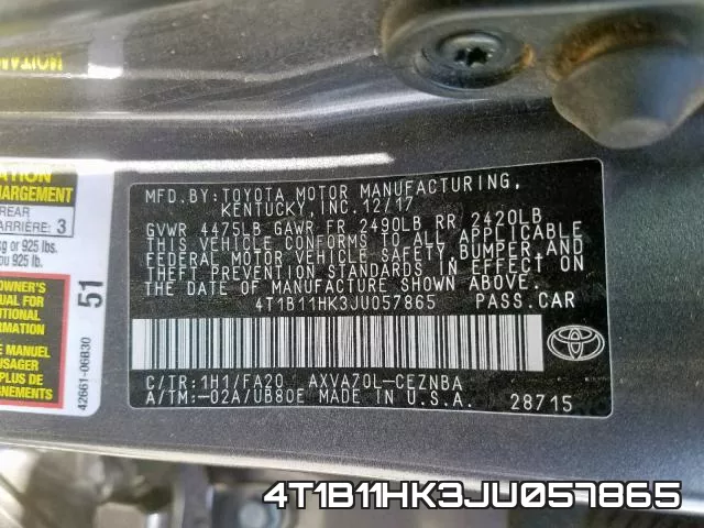 4T1B11HK3JU057865 фото 2