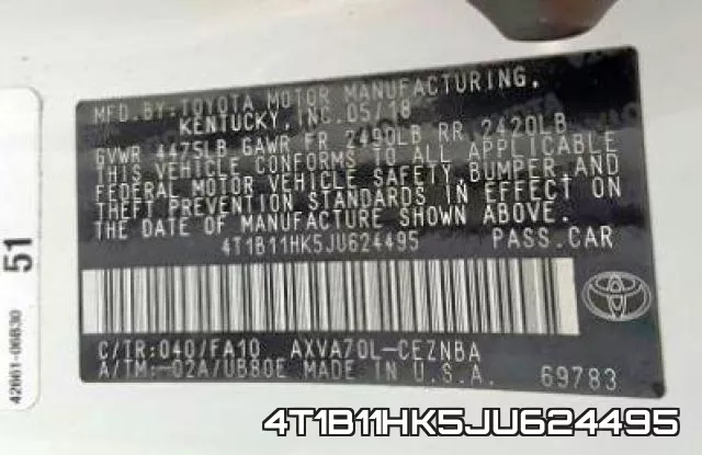 4T1B11HK5JU624495 фото 2