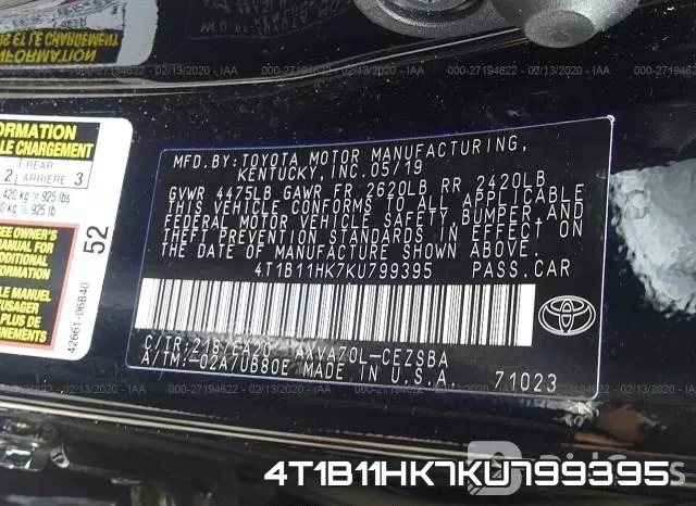 4T1B11HK7KU799395 фото 10