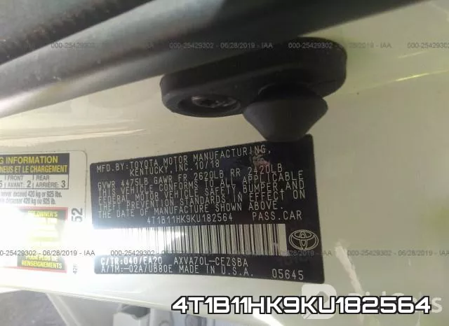 4T1B11HK9KU182564 фото 10