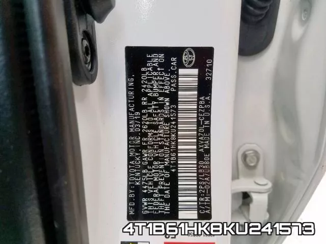 4T1B61HK8KU241573 фото 2
