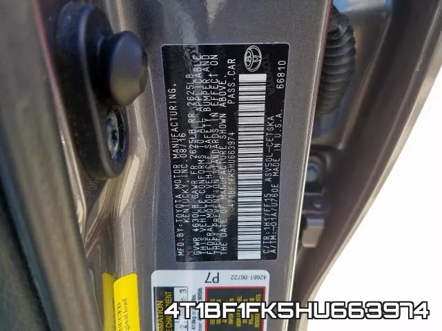 4T1BF1FK5HU663974 фото 2