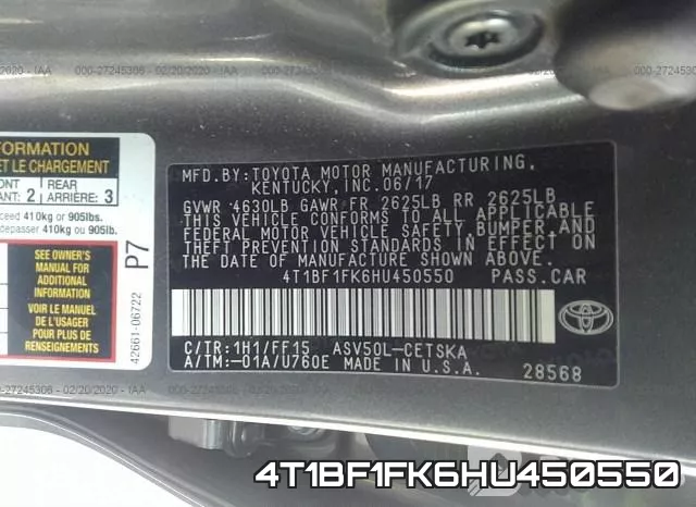 4T1BF1FK6HU450550 фото 10