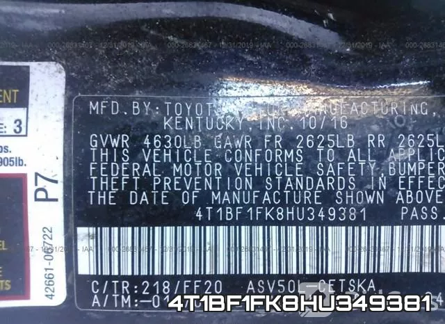 4T1BF1FK8HU349381 фото 10