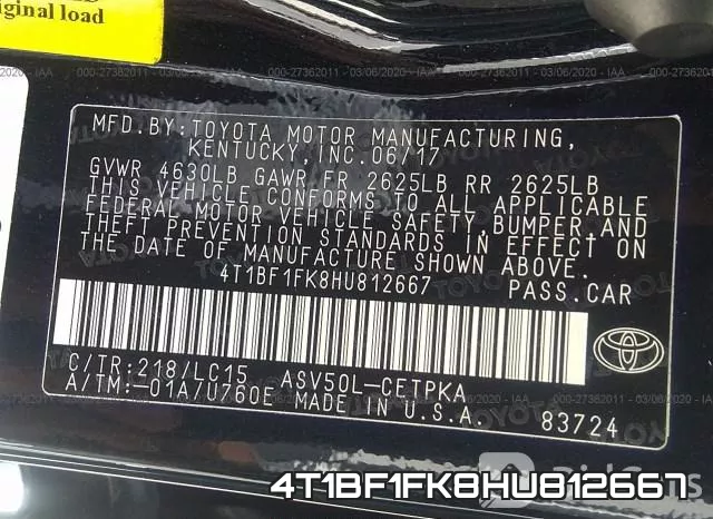 4T1BF1FK8HU812667 фото 10