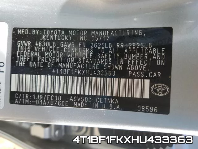 4T1BF1FKXHU433363 фото 2