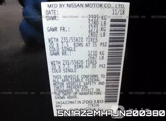 5N1AZ2MH7JN200380 фото 10