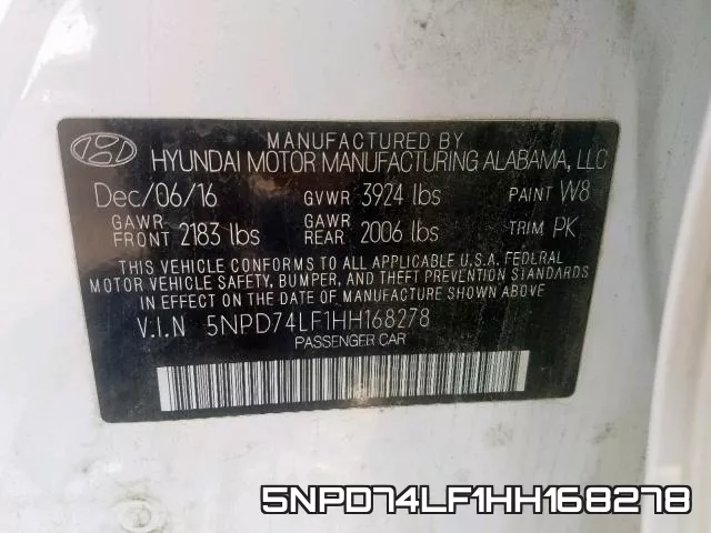 5NPD74LF1HH168278 фото 2