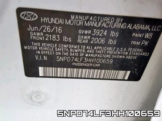 5NPD74LF3HH100659 фото 2