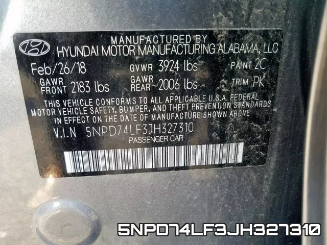 5NPD74LF3JH327310 фото 2