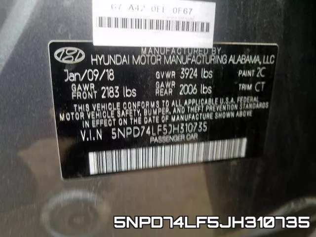 5NPD74LF5JH310735 фото 2