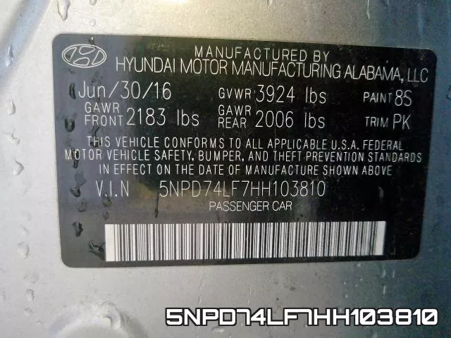 5NPD74LF7HH103810 фото 2