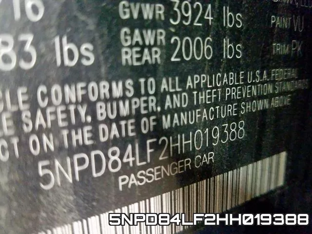 5NPD84LF2HH019388 фото 2