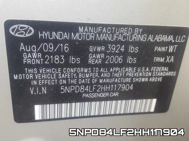 5NPD84LF2HH117904 фото 2