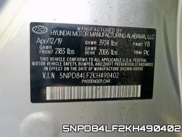 5NPD84LF2KH490402 фото 2