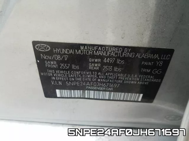 5NPE24AF0JH671697 фото 2