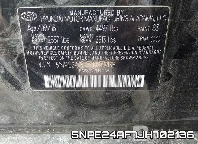 5NPE24AF7JH702136 фото 10