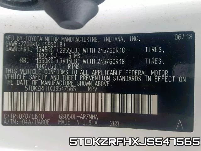 5TDKZRFHXJS547565 фото 2