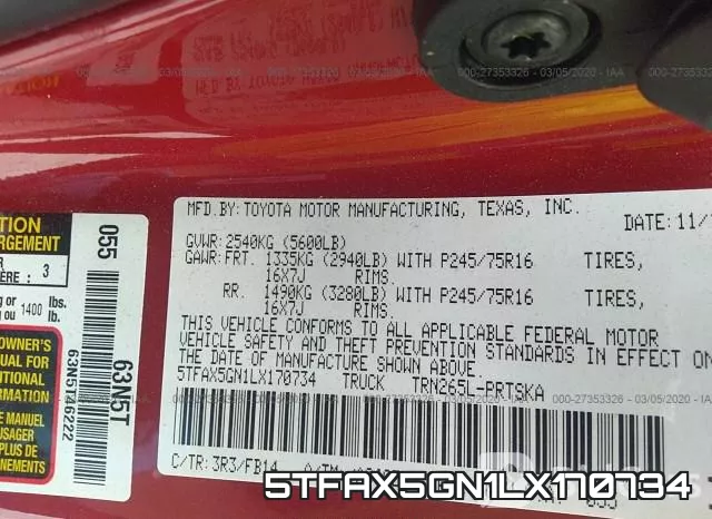 5TFAX5GN1LX170734 фото 10