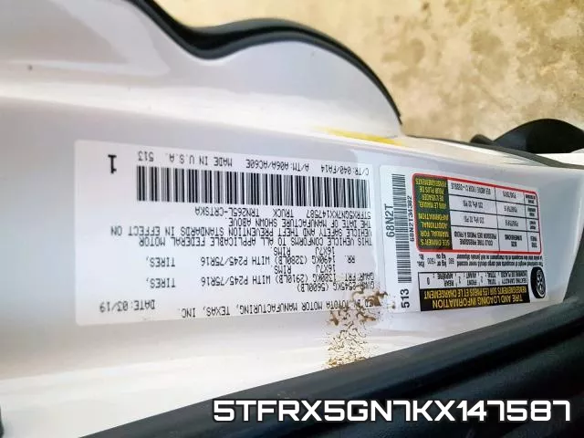 5TFRX5GN7KX147587 фото 2