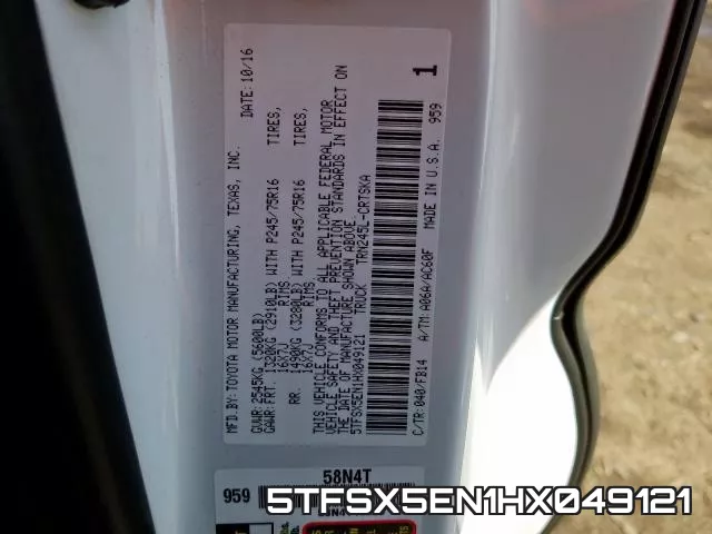 5TFSX5EN1HX049121 фото 2