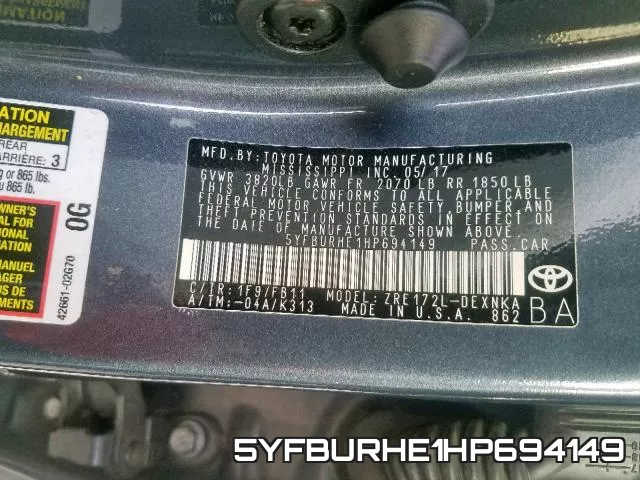 5YFBURHE1HP694149 фото 2