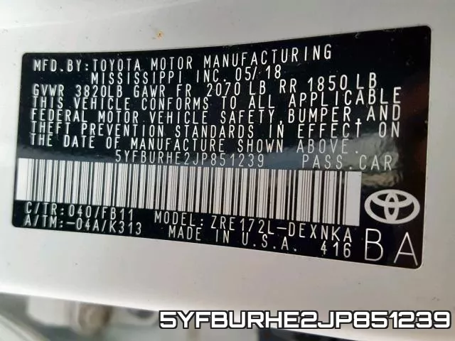 5YFBURHE2JP851239 фото 2