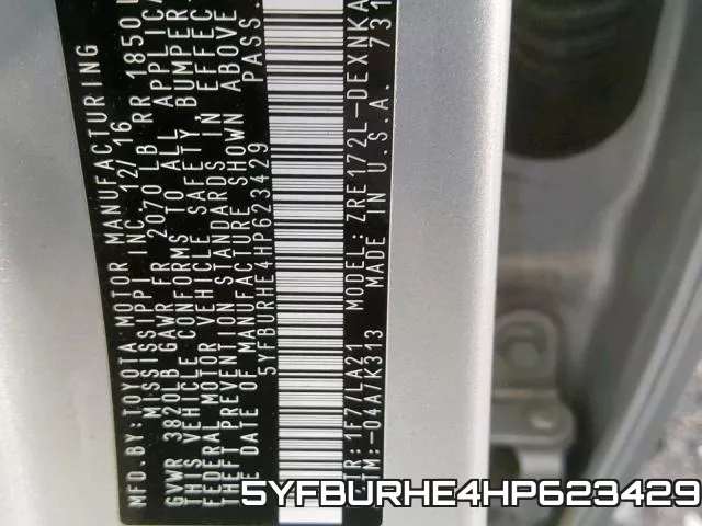 5YFBURHE4HP623429 фото 2
