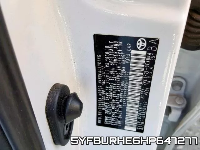 5YFBURHE6HP647277 фото 2