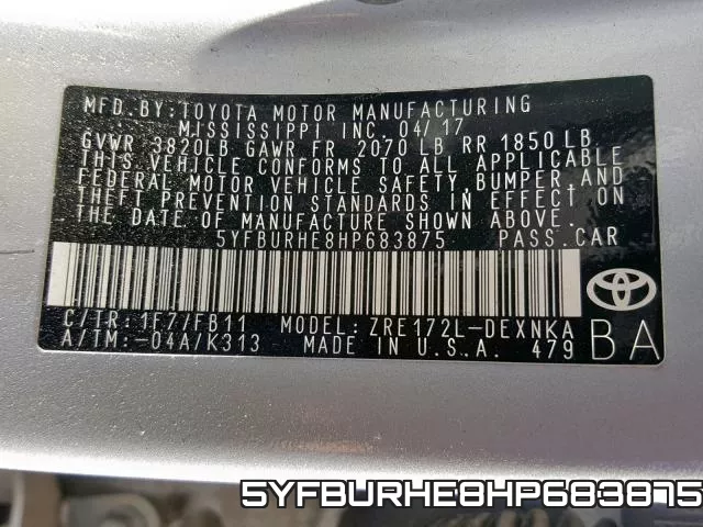 5YFBURHE8HP683875 фото 2