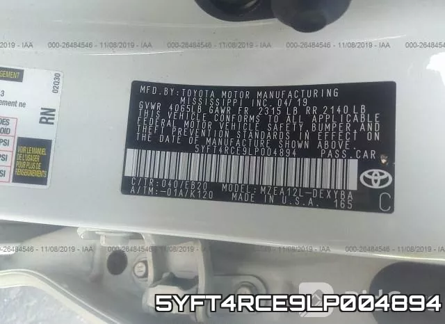 5YFT4RCE9LP004894 фото 10