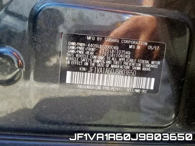 JF1VA1A60J9803650 фото 2