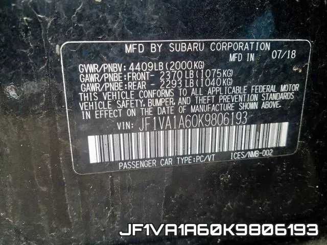 JF1VA1A60K9806193 фото 2