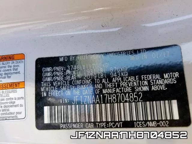 JF1ZNAA17H8704852 фото 2